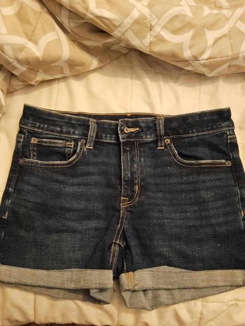 American Eagle Outfitters Dark Blue Denim Cuffed Shorts